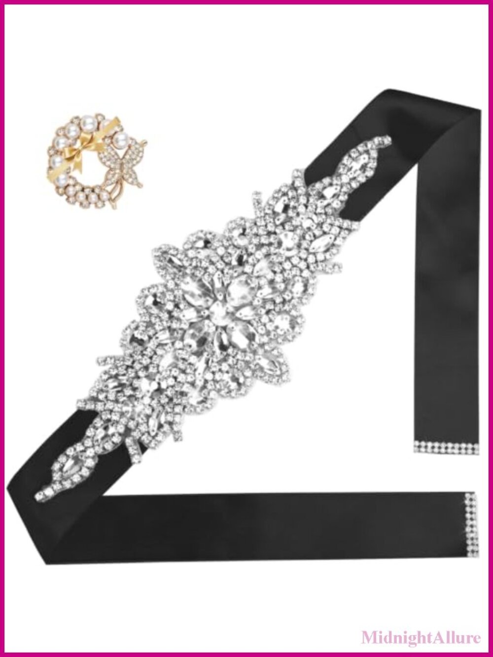 Rhinestone Sash Belt for Wedding Dresses - Crystal Bridal Formal Occasion